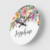 Personalisierter Name Boho BlumenzIMMER Kinderzimm Runde Wanduhr (Winkel)