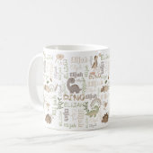 Personalisierter Name Boho doodle Dinosaurier grün Kaffeetasse (Vorderseite Links)