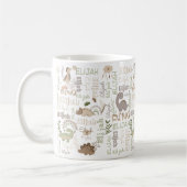 Personalisierter Name Boho doodle Dinosaurier grün Kaffeetasse (Links)