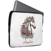 Personalisierter Name Boho Pferd mit Blume Laptopschutzhülle (Vorne Rechts)