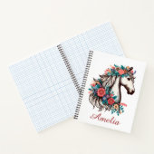 Personalisierter Name Boho Pferd mit Blume Notizblock (Innenseite)