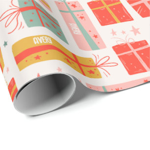 Personalisierter Name Boho präsentiert Muster Weih Geschenkpapier