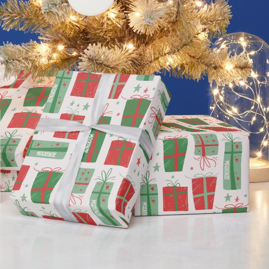 Personalisierter Name Boho präsentiert Muster Weih Geschenkpapier (Feiertage)