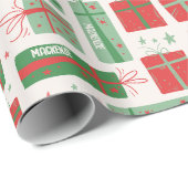 Personalisierter Name Boho präsentiert Muster Weih Geschenkpapier (Rolleneckpunkt)