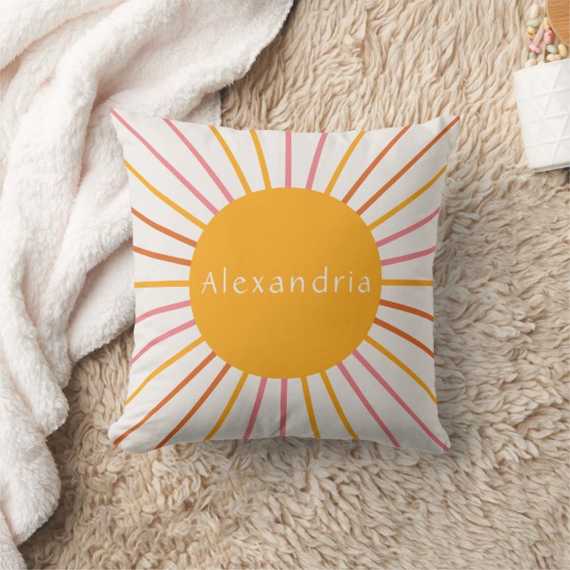 Personalisierter Name Boho Retro Sun Kissen (Decke)