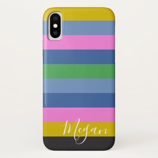 Personalisierter Name Boho Stripe Case-Mate iPhone Hülle (Rückseite)