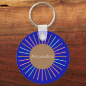 Personalisierter Name Boho Sun Blue Schlüsselanhänger (Rückseite)