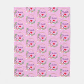 Personalisierter Name Boho Unicorns Blume Herz Ros Fleecedecke (Vorderseite)