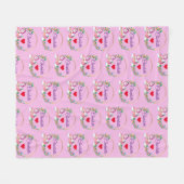 Personalisierter Name Boho Unicorns Blume Herz Ros Fleecedecke (Vorderseite (Horizontal))
