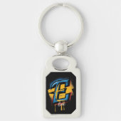 Personalisierter Name Bold Graffiti Initial "E" Schlüsselanhänger (Vorderseite)