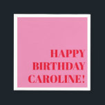 Personalisierter Name Bold Pink Red Modern Birthda Serviette<br><div class="desc">Feiern Sie stilvoll mit diesem Personalisierten Namen Bold Pink Red Modern Birthday Napkins. Diese Servietten mit einem lebhaften Design in fett rosa und rot verleihen jeder Geburtstagsparty eine moderne und festliche Touch. Passen Sie sie mit dem Namen des Geburtstags für einen individuellen und persönlichen Flair an, was Ihre Veranstaltung noch...</div>