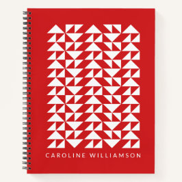Personalisierter Name Bold Red Geometric Modern Notizblock