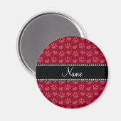 Personalisierter Name Bordeaux-Rote Herzen und Pfo Magnet (Vorderseite/Rückseite)