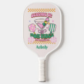 Personalisierter Name Bow Groovy Retro Mama Pickleball Schläger (Vorderseite)