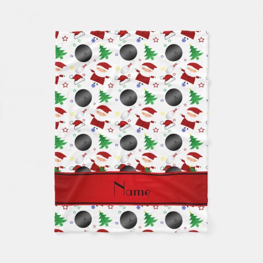 Personalisierter Name - Bowling-Weihnachtsmuster Fleecedecke (Vorderseite)