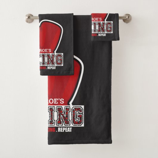 Personalisierter NAME Boxer Boxing Glove Prize Fig Badhandtuch Set (Insitu)
