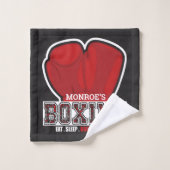 Personalisierter NAME Boxer Boxing Glove Prize Fig Badhandtuch Set (Waschlappen)