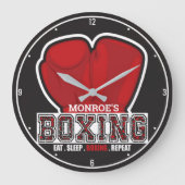 Personalisierter NAME Boxer Boxing Glove Prize Fig Große Wanduhr (Vorderseite)