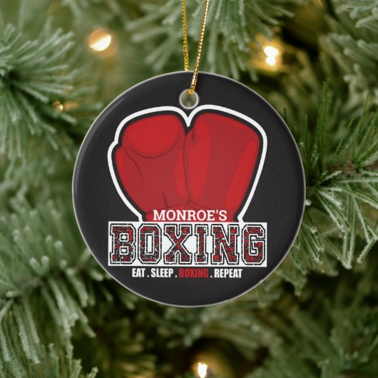 Personalisierter NAME Boxer Boxing Glove Prize Fig Keramik Ornament (Baum)