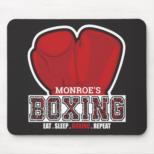 Personalisierter NAME Boxer Boxing Glove Prize Fig Mousepad (Vorne)