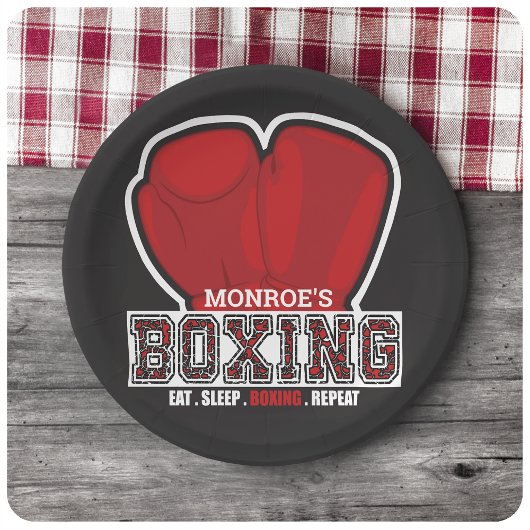 Personalisierter NAME Boxer Boxing Glove Prize Fig Pappteller