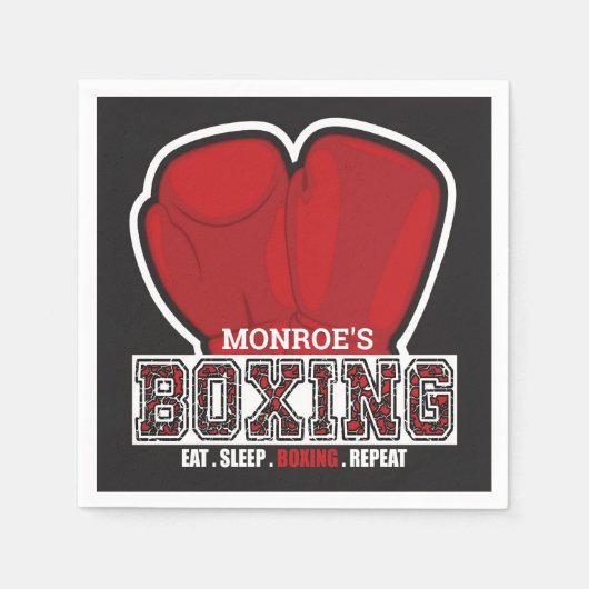Personalisierter NAME Boxer Boxing Glove Prize Fig Serviette (Vorderseite)
