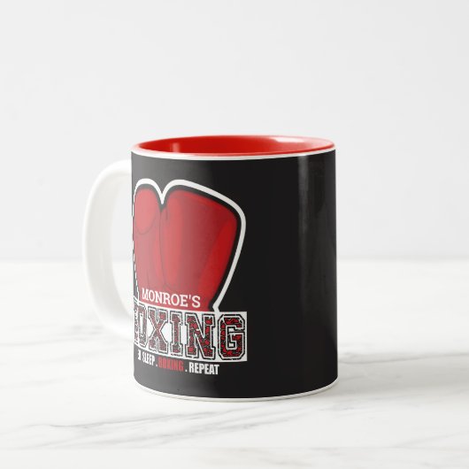 Personalisierter NAME Boxer Boxing Glove Prize Fig Zweifarbige Tasse (Vorderseite Links)
