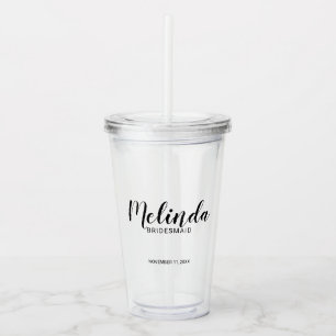 Personalisierter Name Bridesmaid Acrylic Tumbler Acryltrinkbecher