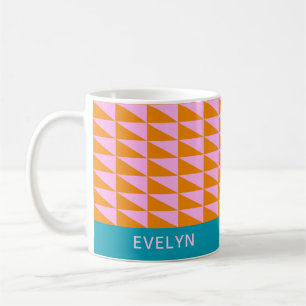 Personalisierter Name Bright farbenfroh geometrisc Kaffeetasse
