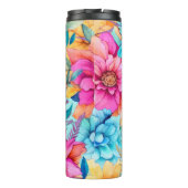 Personalisierter Name Bright Pink Floral Einmalige Thermosbecher (Rückseite)