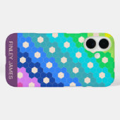 Personalisierter Name Bright Retro Moderne Geometr Case-Mate iPhone Hülle (Rückseite (Horizontal))