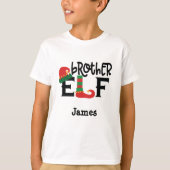 Personalisierter Name Bruder Elf Weihnachtsmann T T-Shirt (Vorderseite)