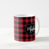 Personalisierter Name Buffalo Kariert Monogram Tas Kaffeetasse (VorderseiteRechts)