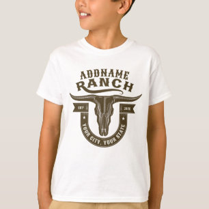 Personalisierter NAME Bullen-Schädel Western Ranch T-Shirt