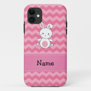 Personalisierter Name Bunny Pink Chevrons Case-Mate iPhone Hülle