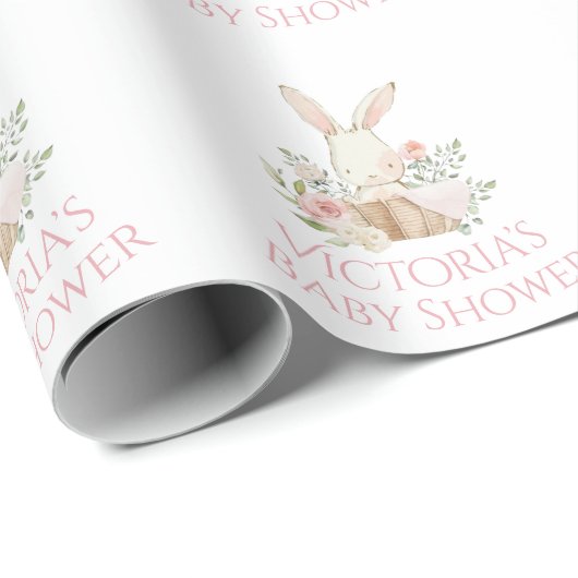 Personalisierter Name Bunny Rabbit Babydusche Geschenkpapier (Rolleneckpunkt)