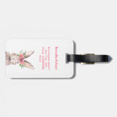 Personalisierter Name Bunny Rabbit Girl pink Gepäckanhänger (Rückseite horizontal)