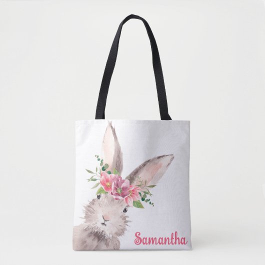 Personalisierter Name Bunny Rabbit Girl pink Tasche (Vorderseite)