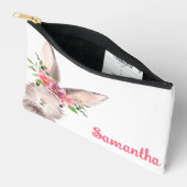 Personalisierter Name Bunny Rabbit Girl pink Zubehörtasche (Offen)