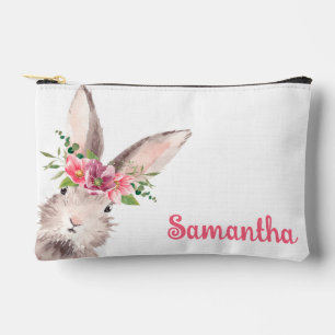 Personalisierter Name Bunny Rabbit Girl pink Zubehörtasche