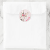Personalisierter Name Bunny Rabbit Rosa handschrif Runder Aufkleber (Tasche)