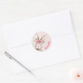 Personalisierter Name Bunny Rabbit Rosa handschrif Runder Aufkleber (Umschlag)