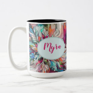Personalisierter Name Buntglas abstrakt Zweifarbige Tasse