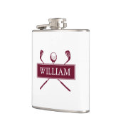 Personalisierter Name Burgunder Clubs und Ball Flachmann (Links)