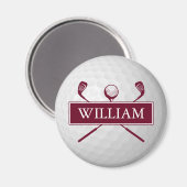 Personalisierter Name Burgundy Golf Ball Magnet (Vorderseite/Rückseite)