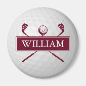Personalisierter Name Burgundy Golf Ball Magnet (Vorne)