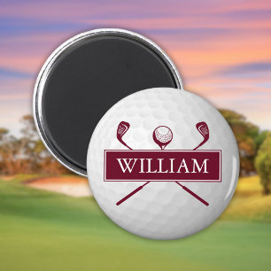 Personalisierter Name Burgundy Golf Ball Magnet