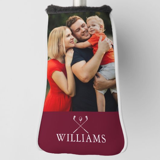 Personalisierter Name Burgundy Red Foto Golf Headcover (Rotieren 90)