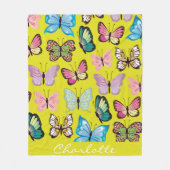Personalisierter Name Butterfly Farbenfrohe Schmet Fleecedecke (Vorderseite)