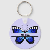 Personalisierter Name Butterfly Lavendel Schlüssel Schlüsselanhänger (Rückseite)